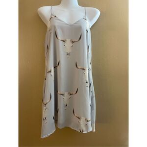 New Peach Love California Light Blue Western Boho Tank Shift Dress Small